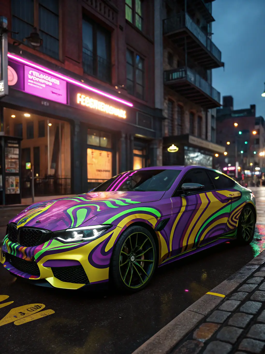 A vehicle wrapped in a vibrant matte finish, demonstrating customization options available at Chicago Auto Spa.